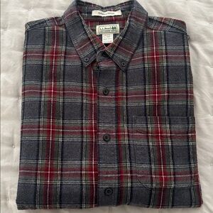 Men’s L.L. Bean Slightly Fitted Flannel Button Down Long Sleeve Shirt Sz Large